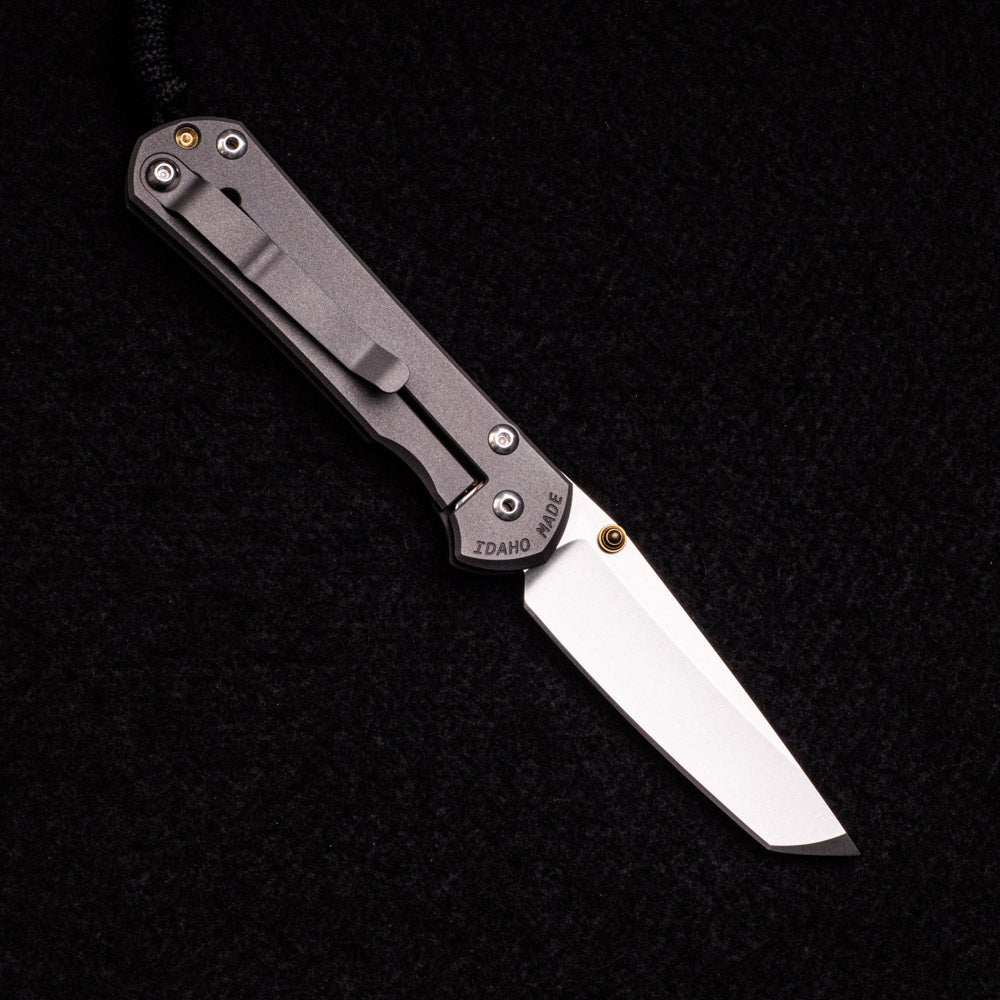 CHRIS REEVE SMALL SEBENZA 31 – GOLD DOUBLE THUMB LUGS – TANTO CPM MAGNACUT BLADE