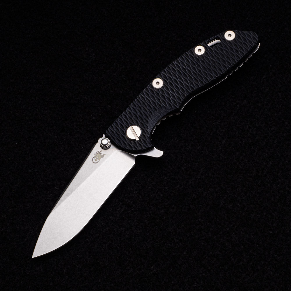 Hinderer Knives XM-18 3.0″ M390 Slicer – No Choil – Tri-Way – Stonewash – Black G10