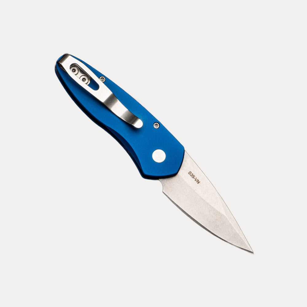 Pro-Tech Knives Sprint - Blue Aluminum Handle - Stonewash S35VN Blade - 2905-BLUE