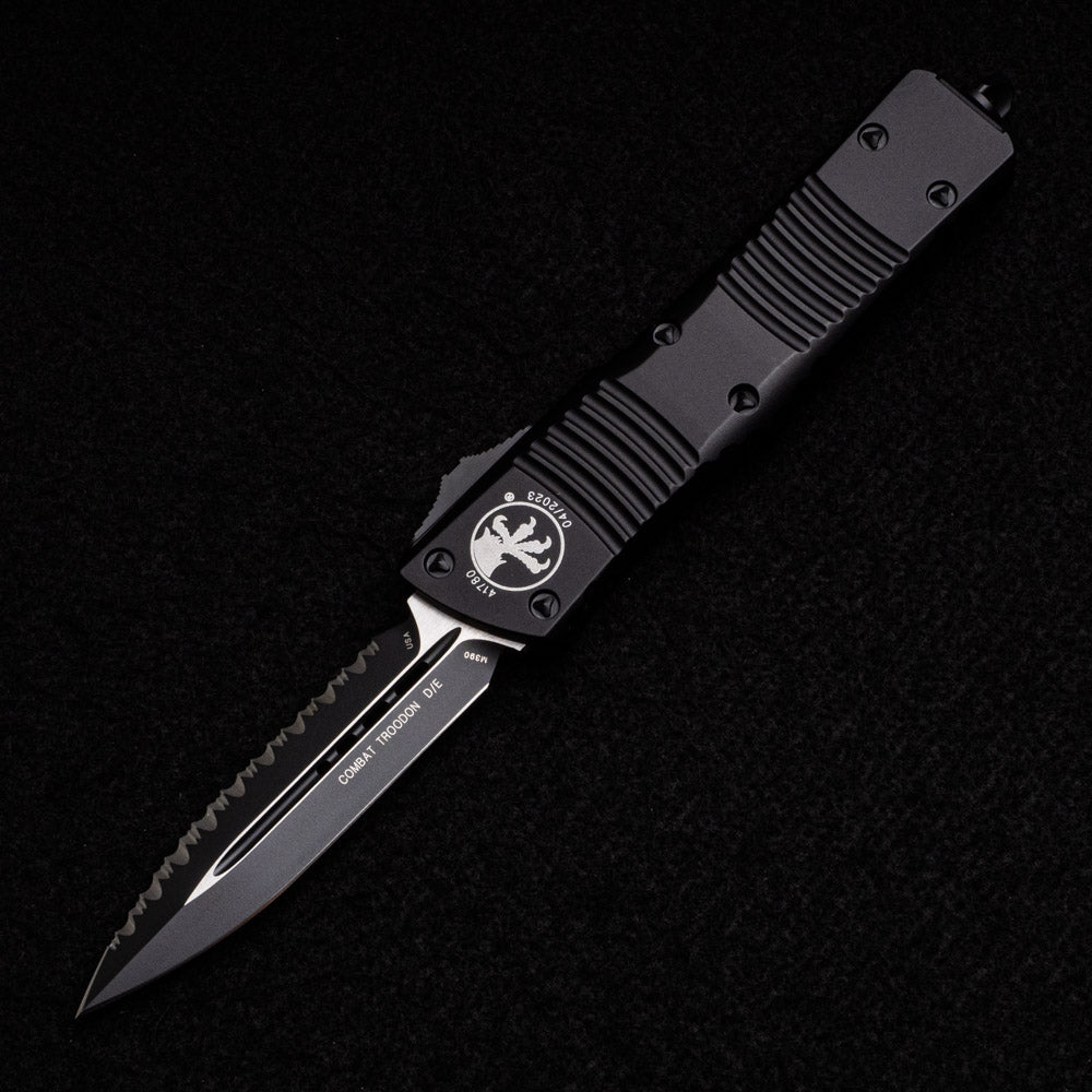 MICROTECH COMBAT TROODON – D-E TACTICAL FULL SERRATED 142-3 T