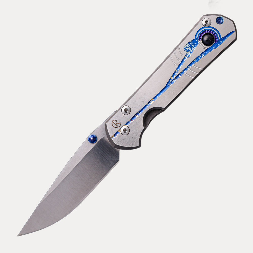 CHRIS REEVE LARGE SEBENZA 21 UNIQUE GRAPHIC – CPM S35VN BLADE – SINGLE BLUE LUG