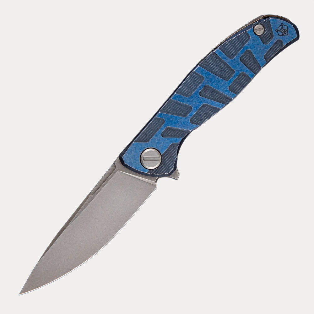 Shirogorov F95 T Pattern Gen. 4 – Blue Ano Titanium Handle – M390 Blade – MRBS