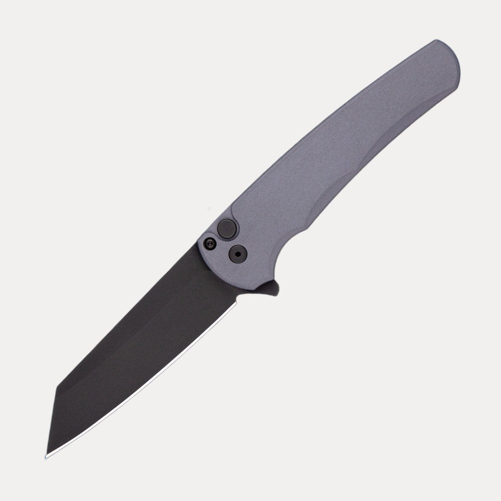 Pro-Tech Knives Malibu Flipper – CCKS Spring 2022 – Limited Edition – Solid Grey Handle – DLC Black Reverse Tanto Blade – Prototype