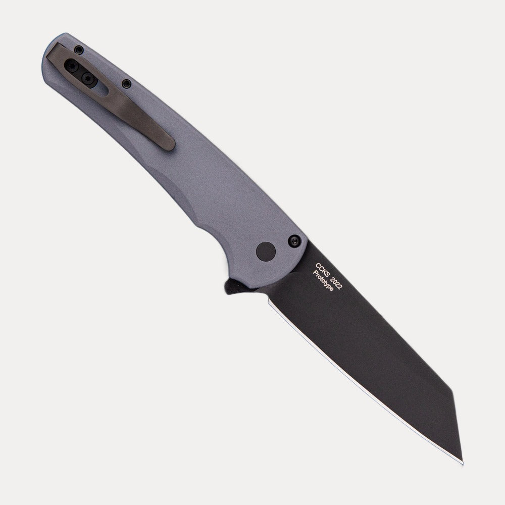 Pro-Tech Knives Malibu Flipper – CCKS Spring 2022 – Limited Edition – Solid Grey Handle – DLC Black Reverse Tanto Blade – Prototype