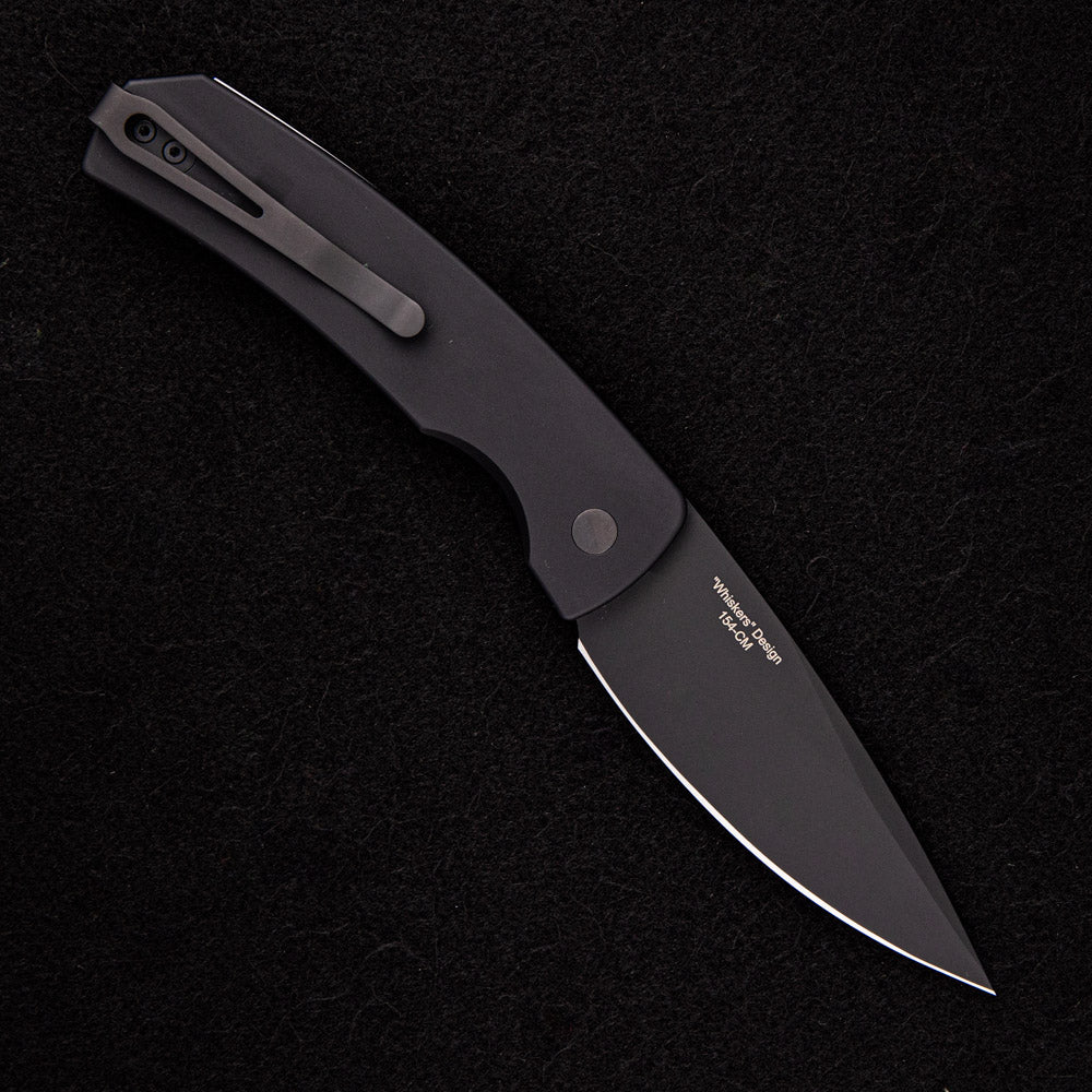 Pro-Tech Knives “Whiskers” Design – Magic 2 – Black Handle – Black DLC Blade – M2603