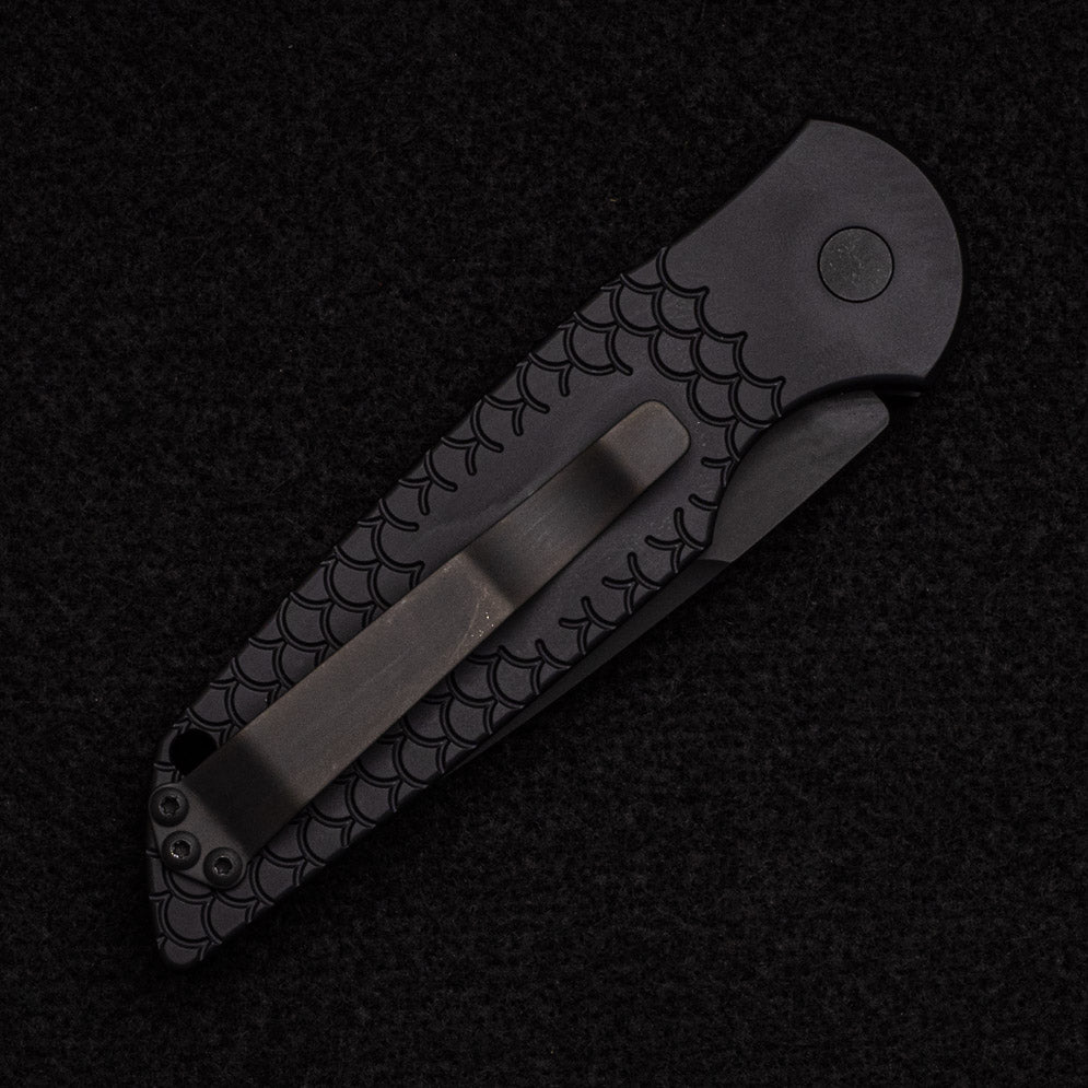 Pro-Tech Knives Black "Fish Scale" Handle - Black Sterile Blade - Tritium Push Button - TR-3 X1 OPERATOR