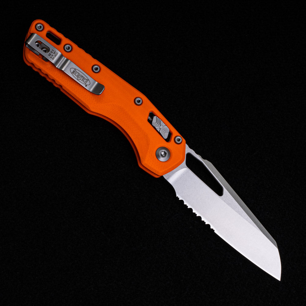 Microtech MSI S-E G-10 Orange Stonewash Partial Serrated 210-11 GTOR