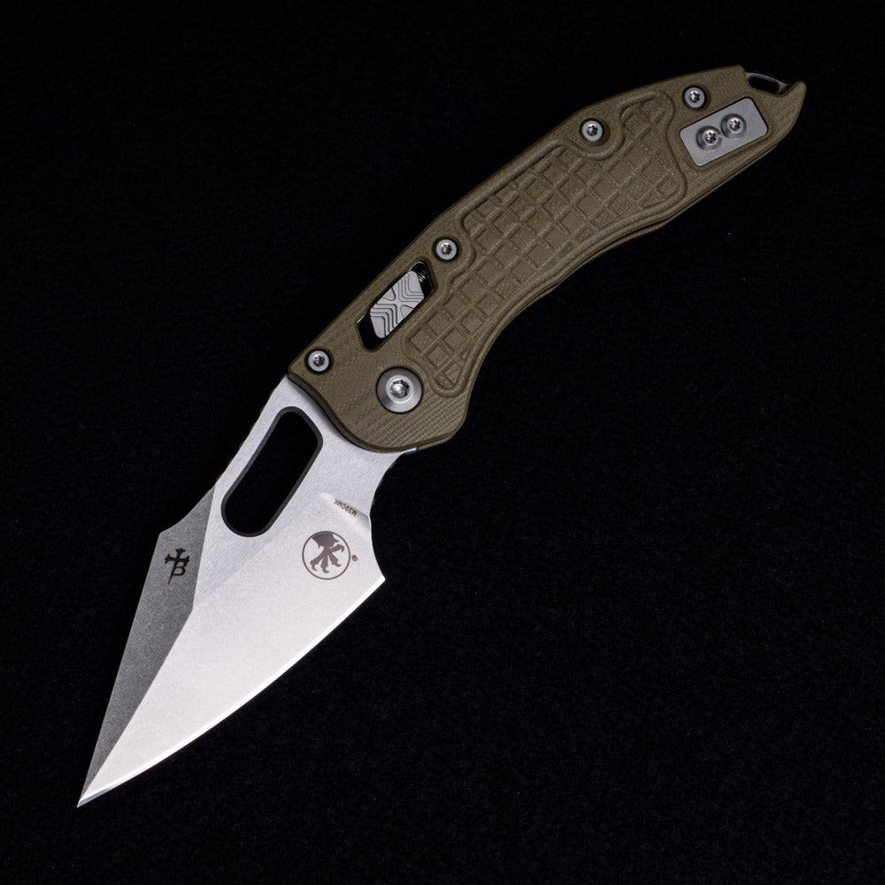 Microtech - Borka Blades Design Stitch – RAM-LOK S-E Frag G-10 OD Green Stonewash Standard 169RL-10 FRGTOD