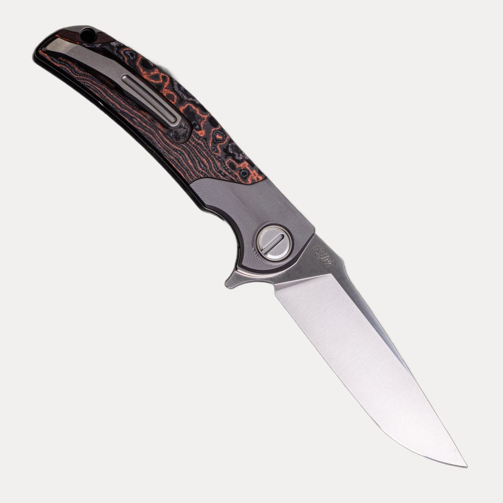 SHIROGOROV “LIMITED EDITION” RJ MARTIN DESIGN RQ36 – Titanium-Lava & Ash CarboTi Handle – S110V Blade – SRRBS