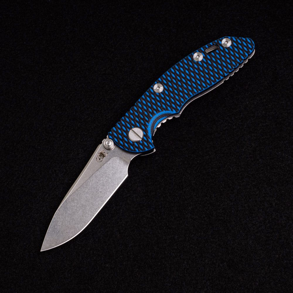 Hinderer Knives XM-18 3.0″ – Slicer – Non Flipper – Tri-Way – Stonewash – Blue-Black G10