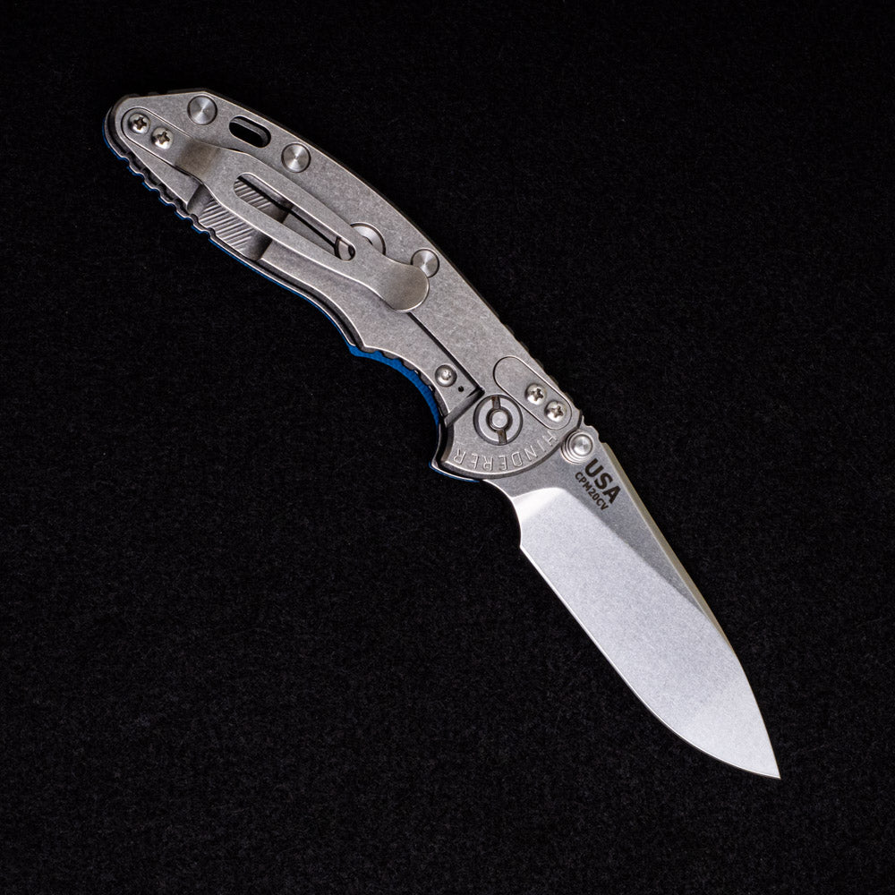 Hinderer Knives XM-18 3.0″ – Slicer – Non Flipper – Tri-Way – Stonewash – Blue-Black G10