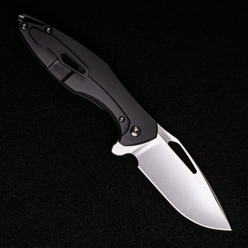 KOENIG KNIVES ARIUS – SMOOTH DLC TITANIUM HANDLE – BURNISHED W- POLISHED FLATS M390 BLADE