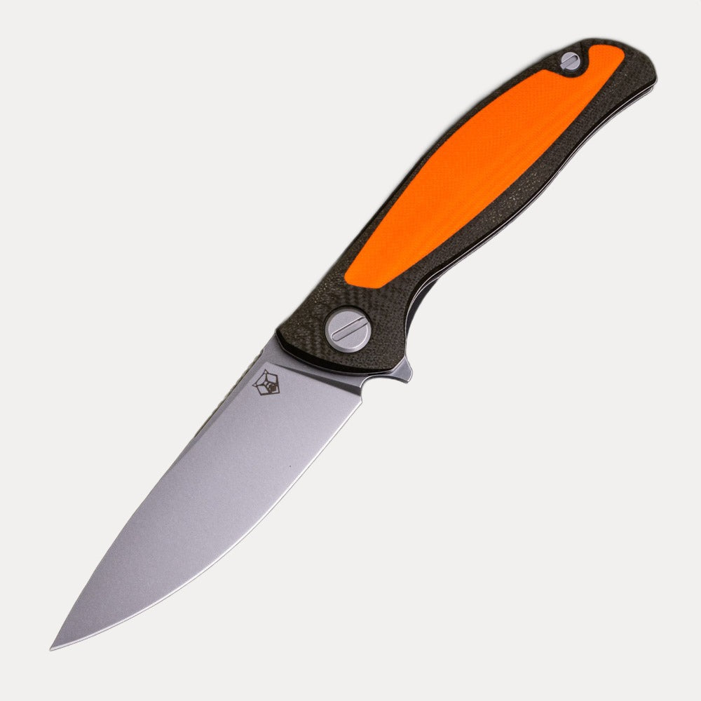 SHIROGOROV F3 – OUTDOOR SPECIAL EDITION – CROMAX PM BLADE – GREEN AND ORANGE G10 HANDLE – MRBS