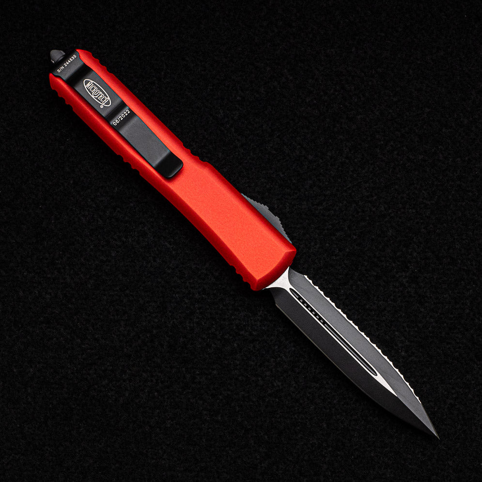 MICROTECH ULTRATECH D-E RED – FULL SERRATED M390 BLADE 122-3 RD