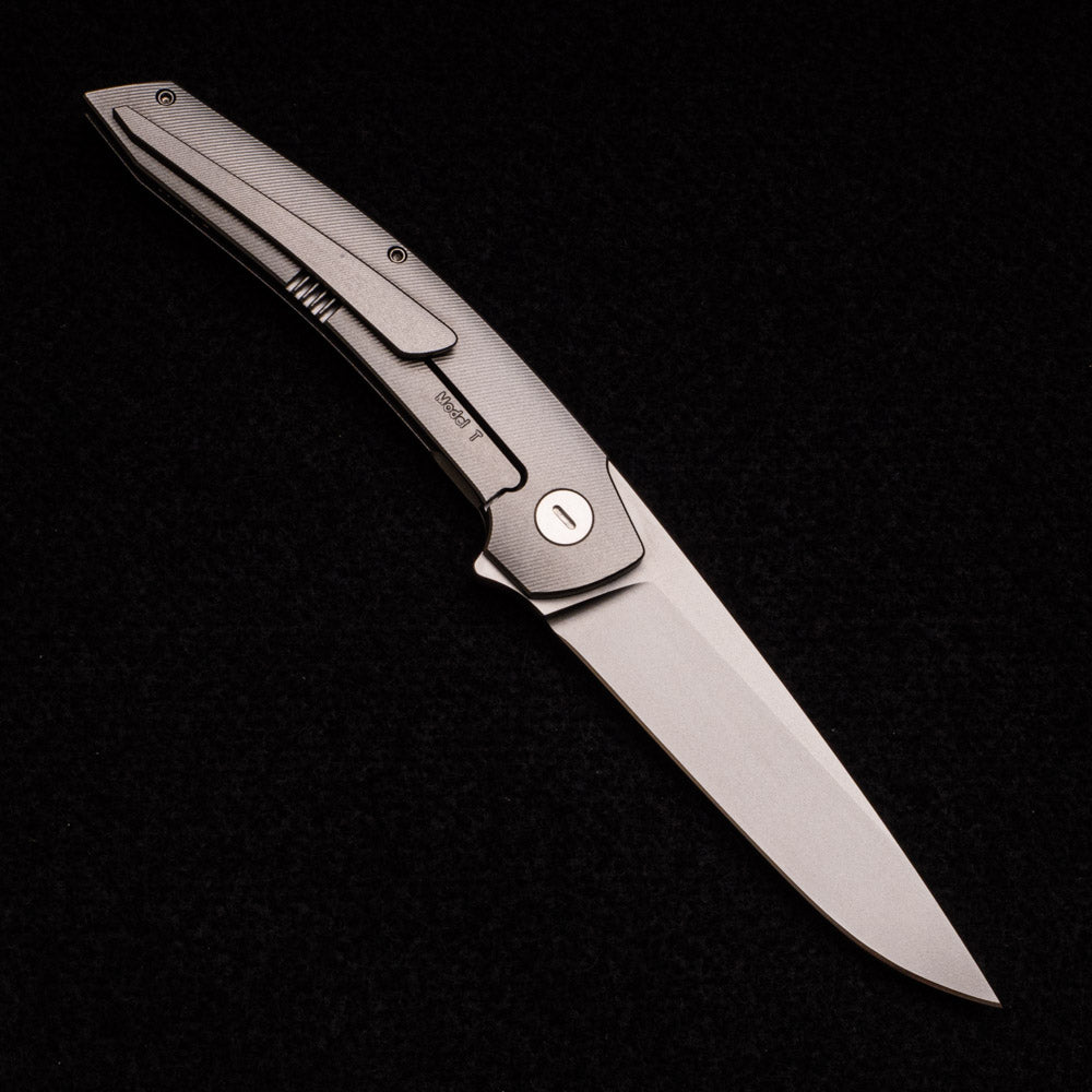 Hog House Knives Model T – RWL34 Blade – Ti W- Silver