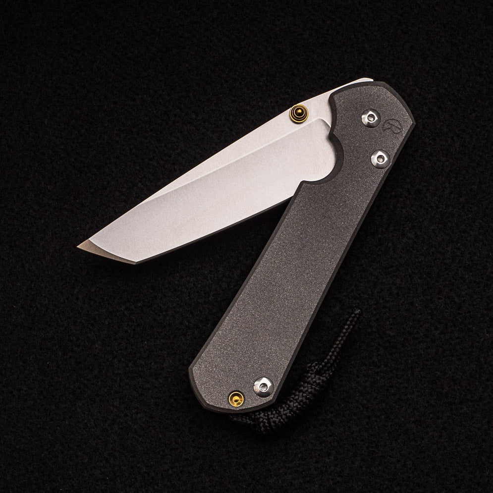 CHRIS REEVE LARGE SEBENZA 31 TANTO – GOLD DOUBLE THUMB LUGS – CPM MAGNACUT BLADE