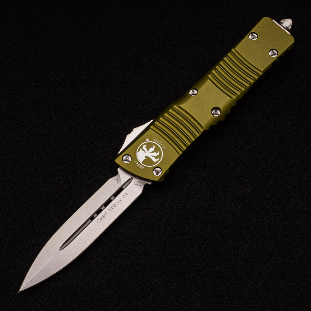 MICROTECH COMBAT TROODON – D-E OD GREEN STONEWASH STANDARD 142-10 OD