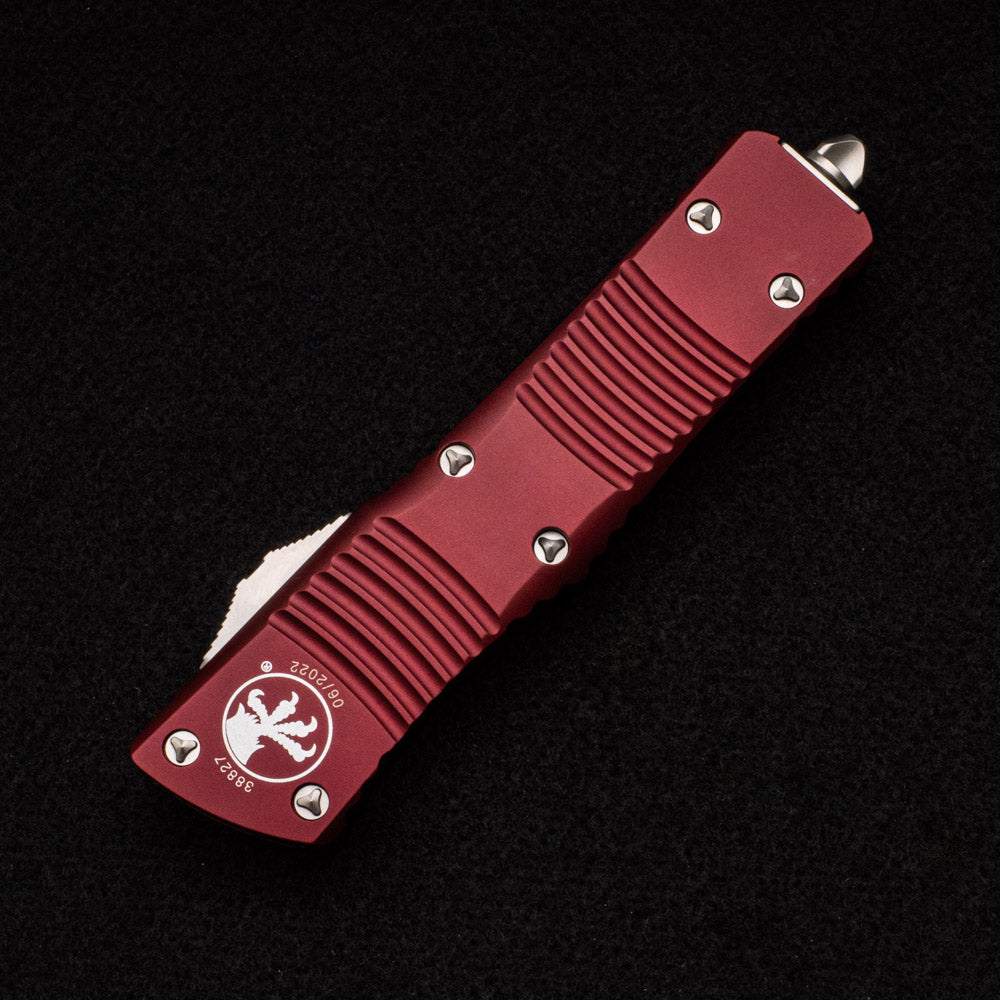 MICROTECH COMBAT TROODON – D-E MERLOT STONEWASH PARTIAL SERRATED 142-11 MR