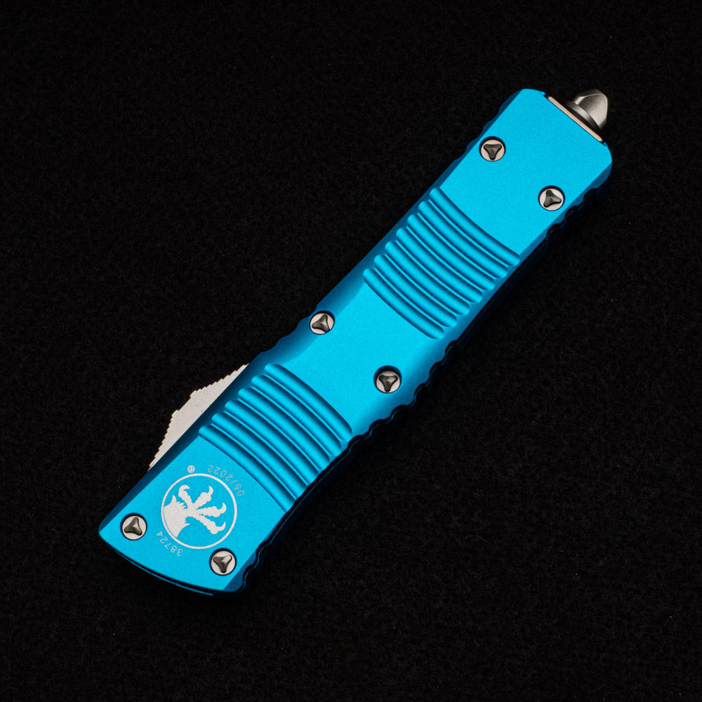 MICROTECH COMBAT TROODON – D-E TURQUOISE STONEWASH FULL SERRATED 142-12 TQ