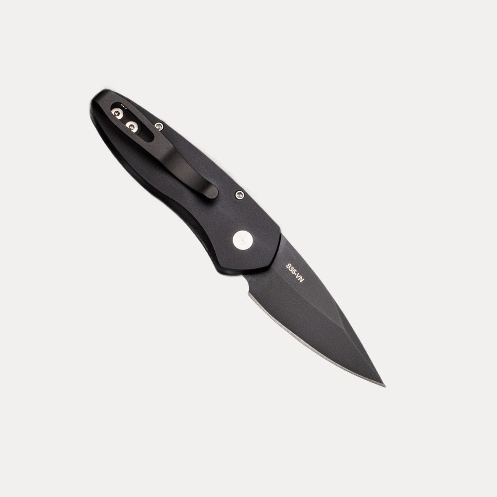 Pro-Tech Knives Sprint - Solid Black Aluminum Handle - Black S35VN Blade - 2907