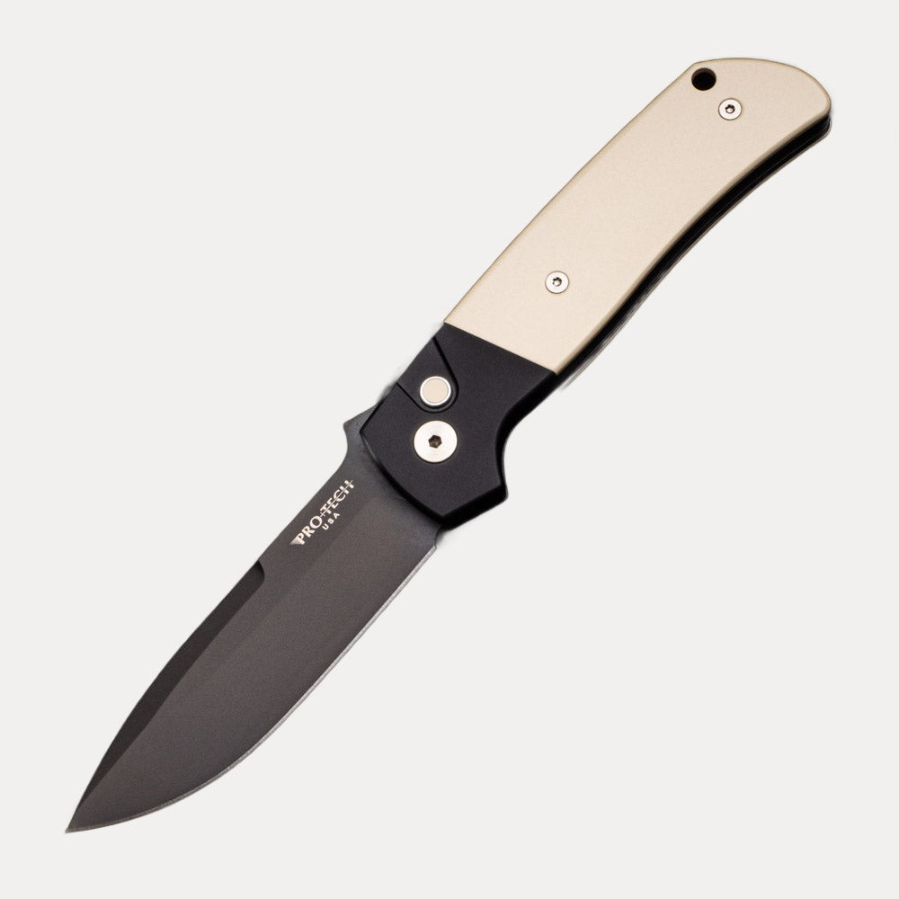 Pro-Tech Knives Terzuola ATCF Auto – “Tuxedo” Black Handle With Micarta – DLC Black Magnacut Blade – 3D Titanium Clip BT2752