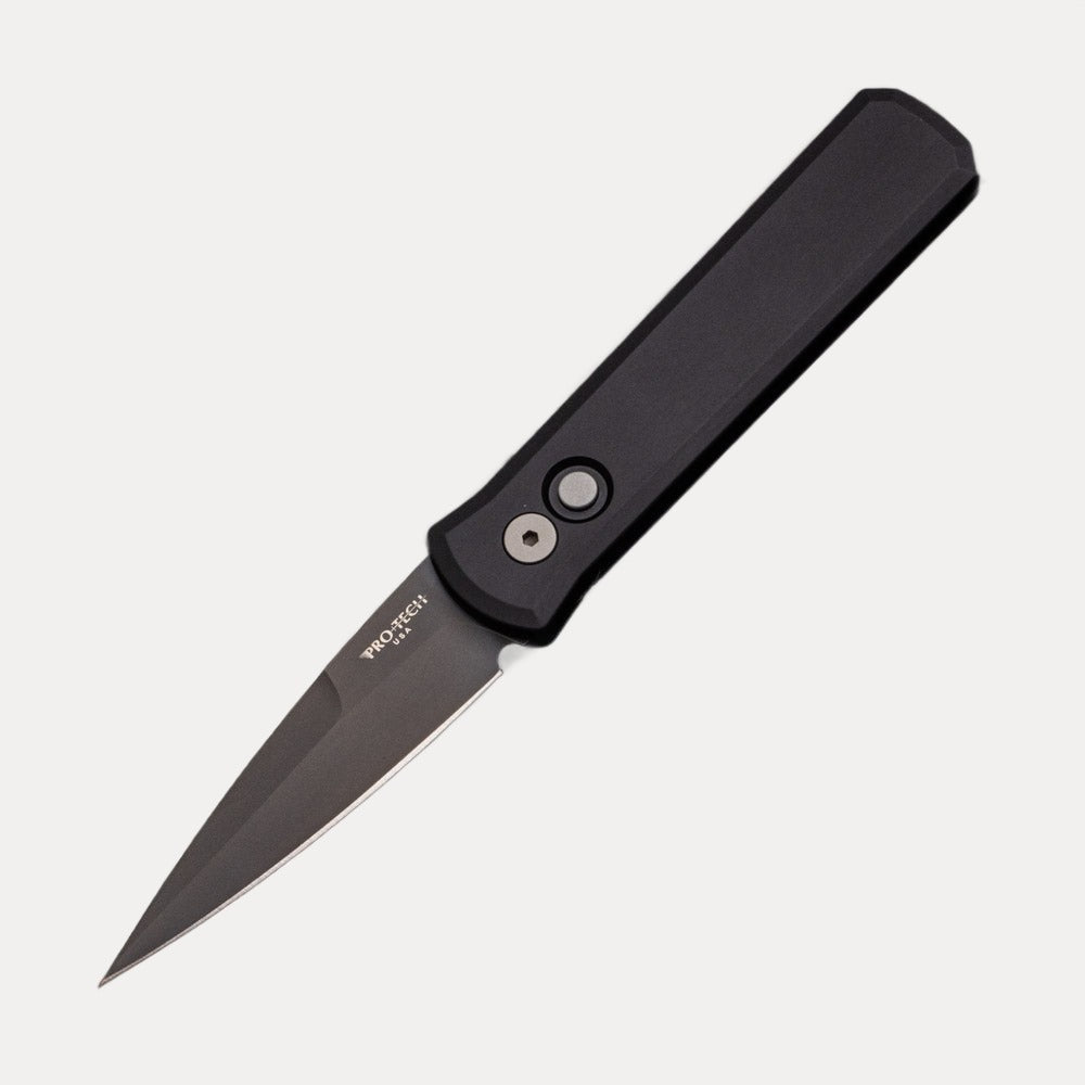 Pro-Tech Knives Godson – Solid Black Handle – Black 154CM Blade 721