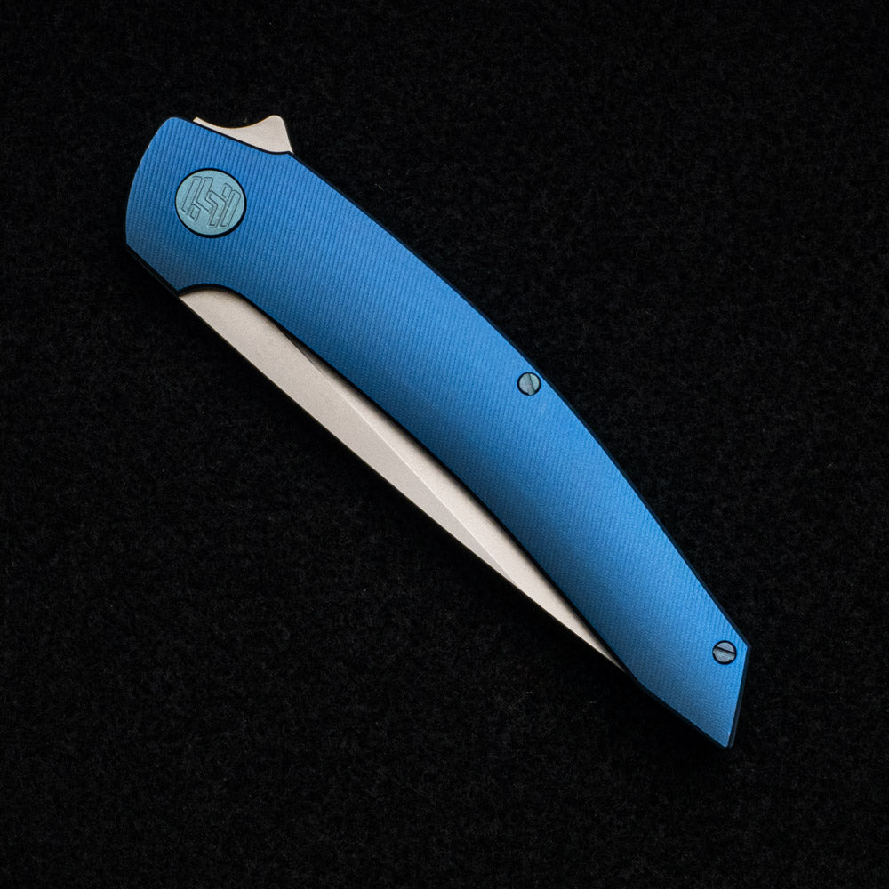 Hog House Knives Model T – M390 BLADE – BLUE TI W- GREEN