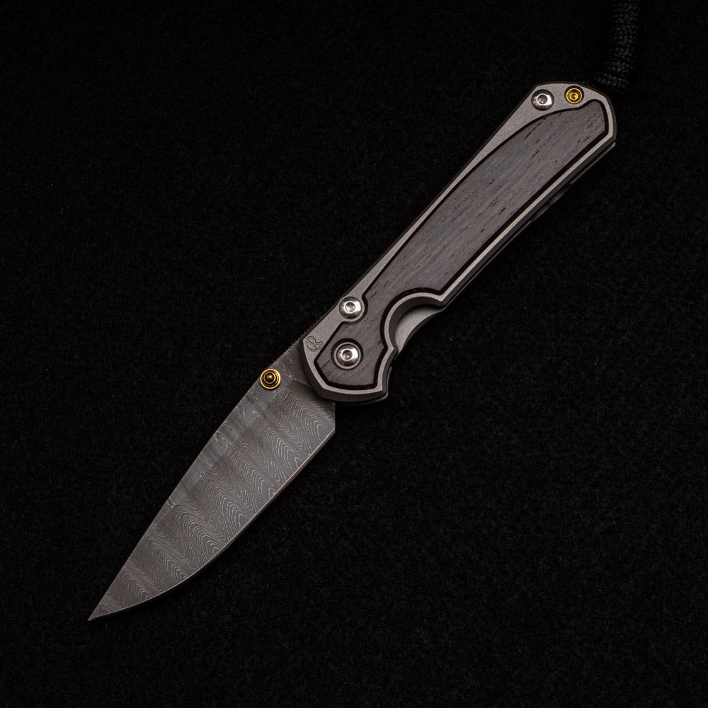 CHRIS REEVE SMALL SEBENZA 31 BOG OAK INLAY – LADDER BLADE – GOLD DOUBLE THUMB LUGS