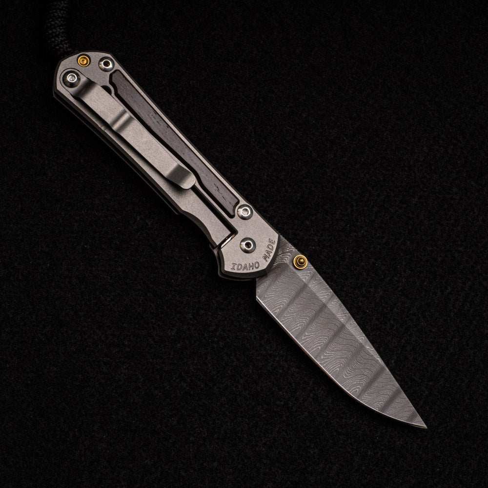 CHRIS REEVE SMALL SEBENZA 31 BOG OAK INLAY – LADDER BLADE – GOLD DOUBLE THUMB LUGS