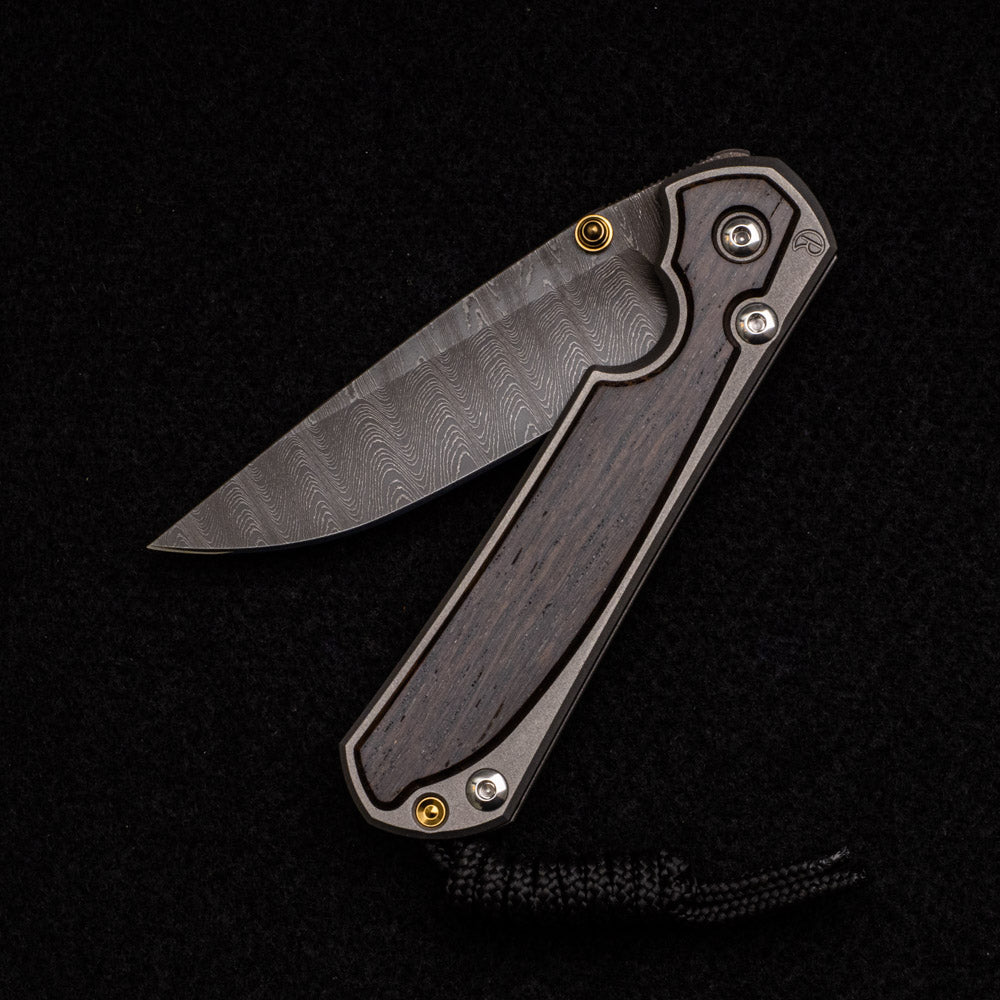 CHRIS REEVE SMALL SEBENZA 31 BOG OAK INLAY – LADDER BLADE – GOLD DOUBLE THUMB LUGS