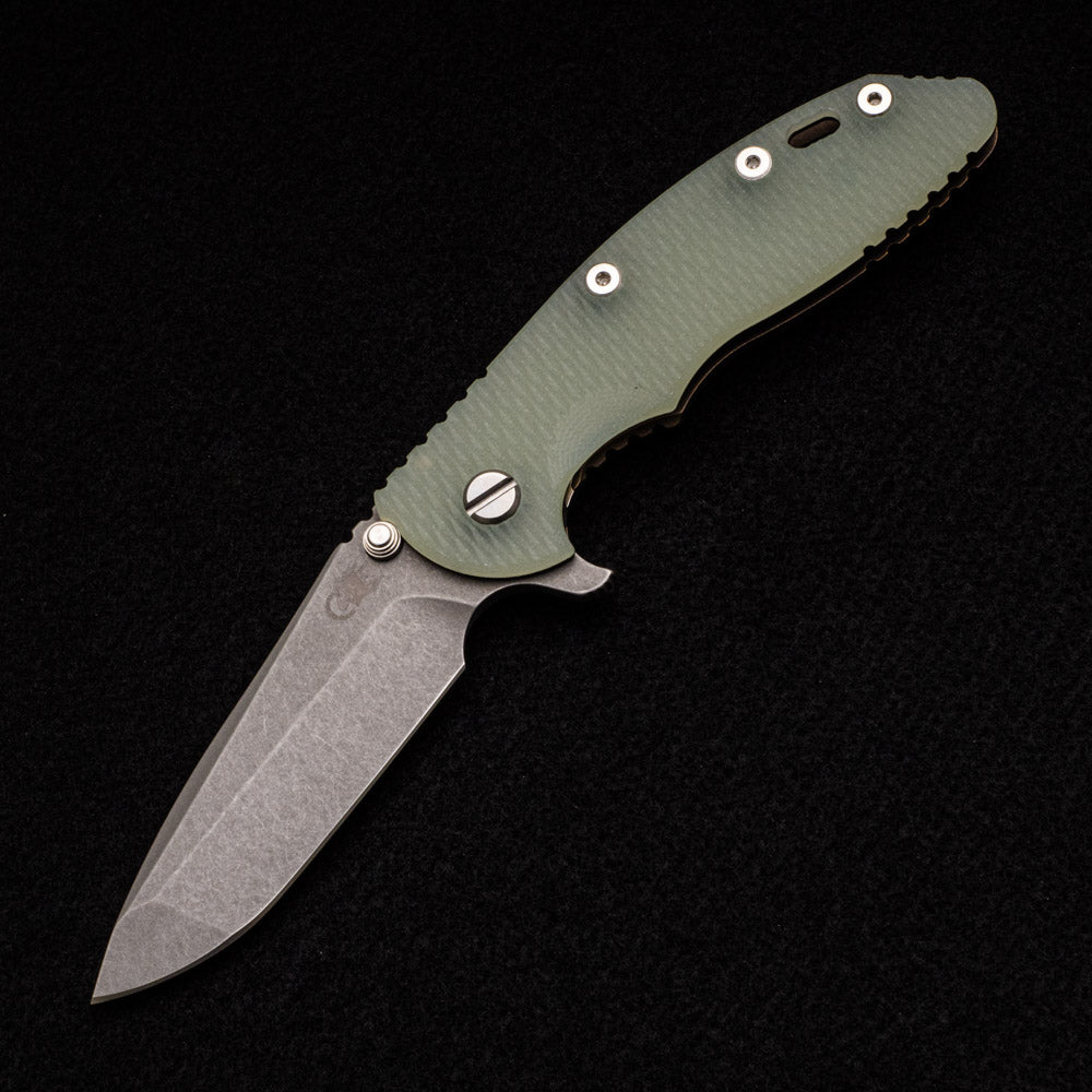 Hinderer Knives XM-18 3.5″ – S45VN Spanto – Tri-Way – Battle Bronze – Translucent Green G10