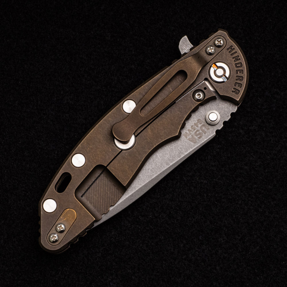 Hinderer Knives XM-18 3.5″ – S45VN Spanto – Tri-Way – Battle Bronze – Translucent Green G10