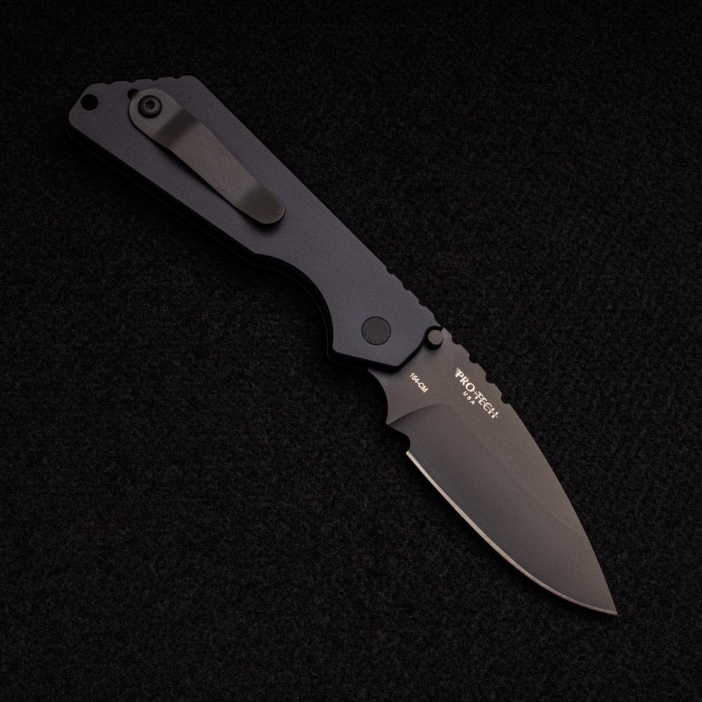 Pro-Tech Knives Strider SnG Auto - Black Aluminum Handle - Black DLC 154CM Blade - 2403