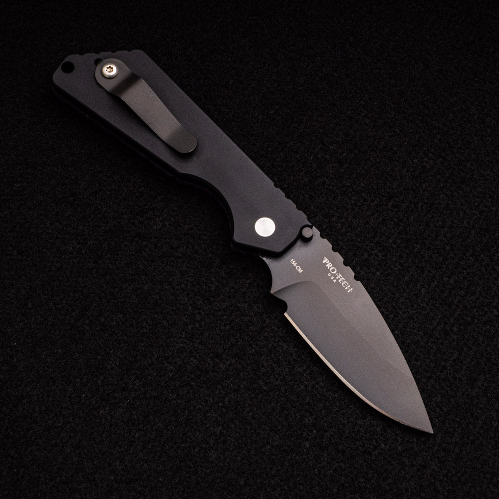 Pro-Tech Knives Strider SnG Auto - Micarta Handle - Black DLC 154CM Blade - Mosaic Button