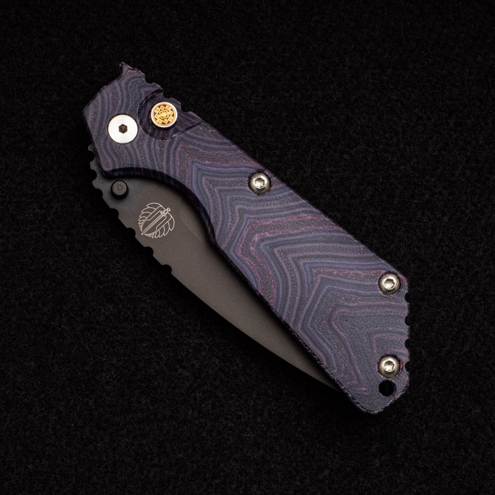 Pro-Tech Knives Strider SnG Auto - Micarta Handle - Black DLC 154CM Blade - Mosaic Button