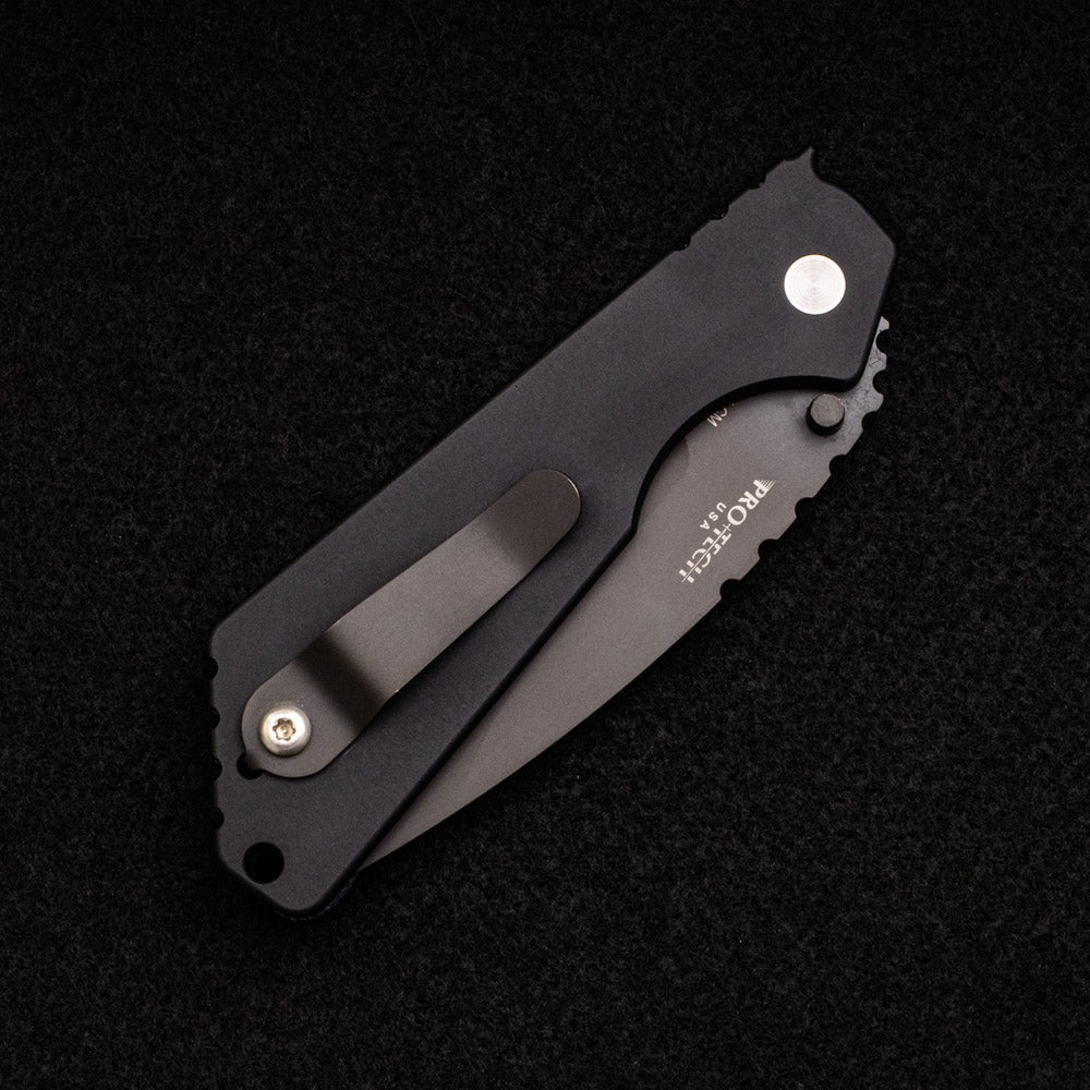 Pro-Tech Knives Strider SnG Auto - Micarta Handle - Black DLC 154CM Blade - Mosaic Button