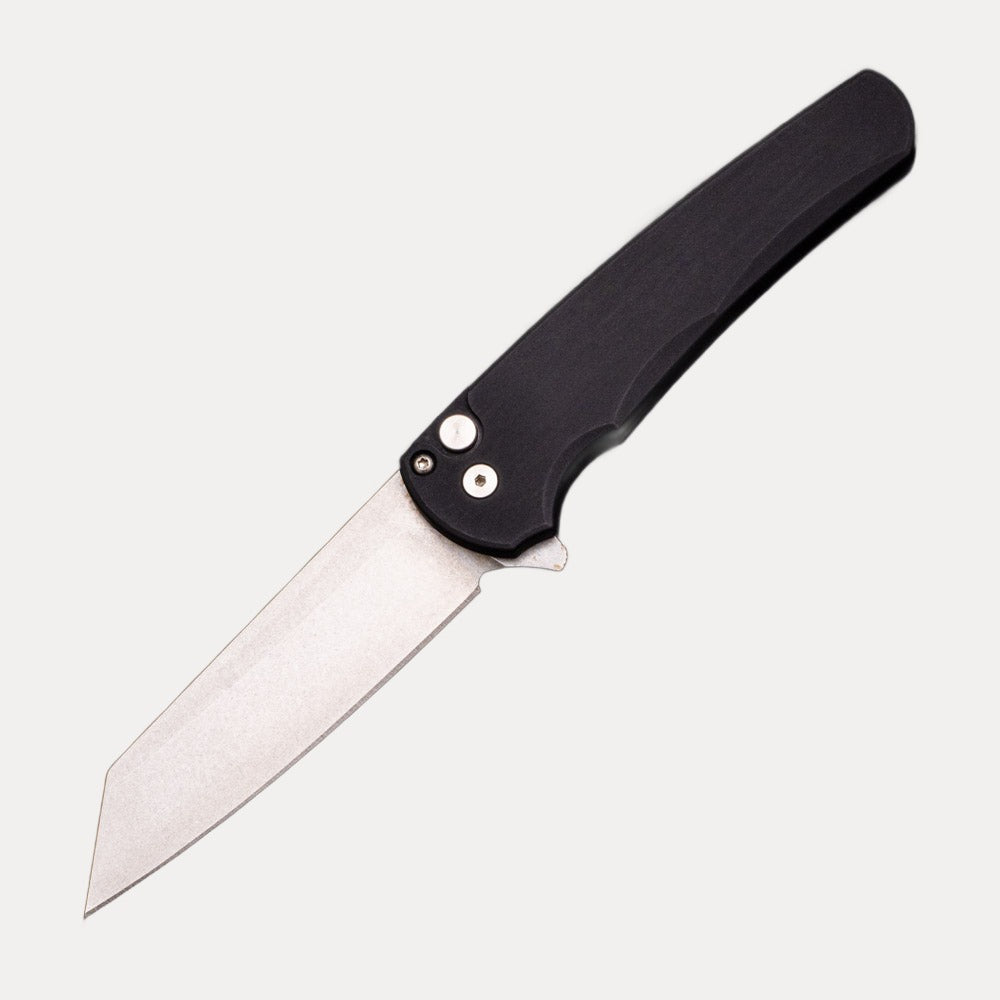 Pro-Tech Knives Malibu Flipper – Aluminum – Black – 20CV Reverse Tanto Blade