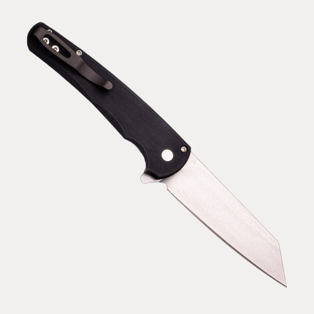 Pro-Tech Knives Malibu Flipper – Aluminum – Black – 20CV Reverse Tanto Blade