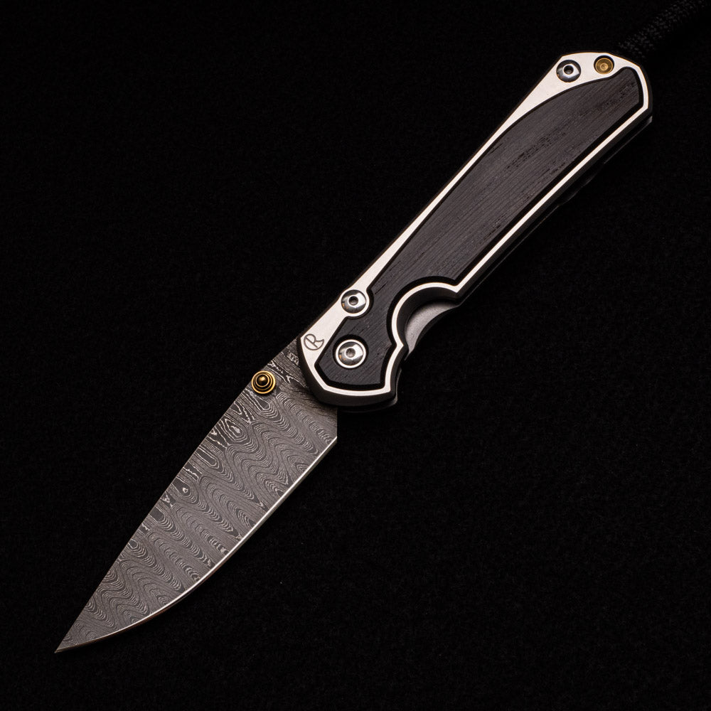 CHRIS REEVE LARGE SEBENZA 31 BOG OAK – LADDER BLADE – GOLD SINGLE THUMB LUG