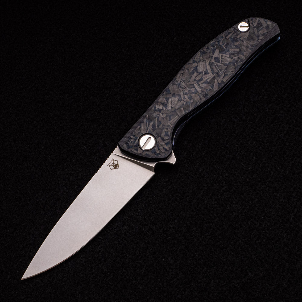 SHIROGOROV F3 – S30V FULL FLAT GRIND BLADE – AFTERMARKET CARBON FIBER HANDLE – SRB