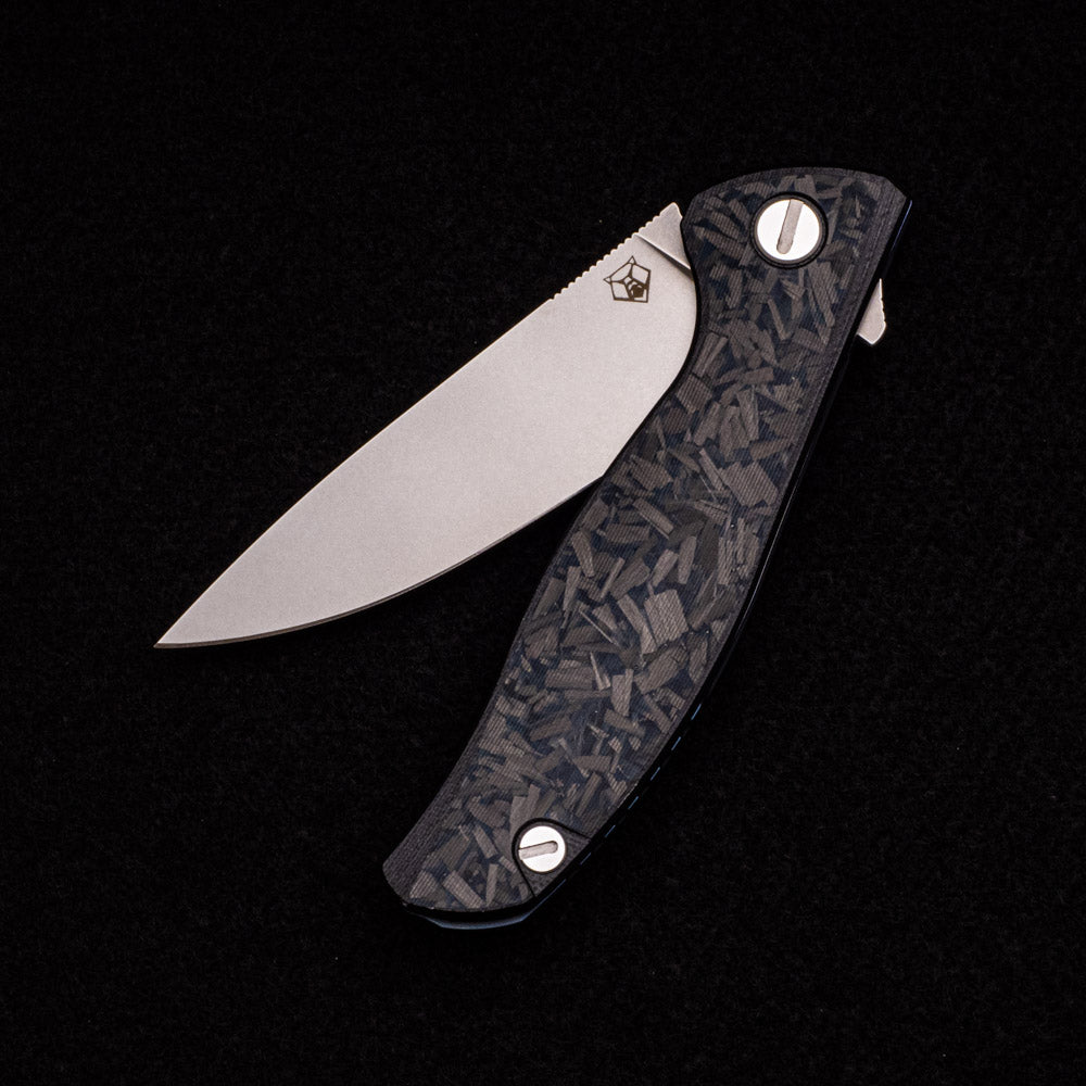 SHIROGOROV F3 – S30V FULL FLAT GRIND BLADE – AFTERMARKET CARBON FIBER HANDLE – SRB