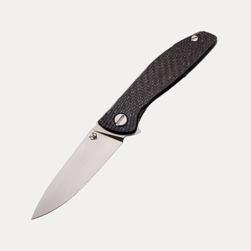 SHIROGOROV HATION LITE – M390 BLADE – WHITE CARBON FIBER & TITANIUM HANDLE – MRBS