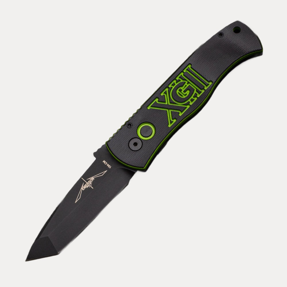 Pro-Tech Knives Emerson CQC7 Tanto Auto – GXIII – Green-Black G10 Handle – Black 154CM Blade