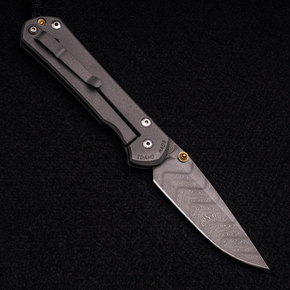 CHRIS REEVE LARGE SEBENZA 31 – GOLD DOUBLE THUMB LUGS – BOOMERANG BLADE