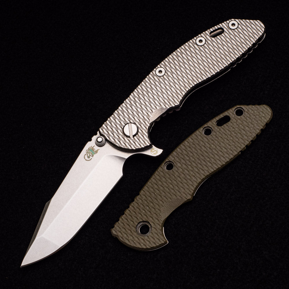 Hinderer Knives XM-18 3.5″ – Tri-Way – Skinny Harpoon Spanto CPM 20CV Blade – Stonewash – OD Green G10