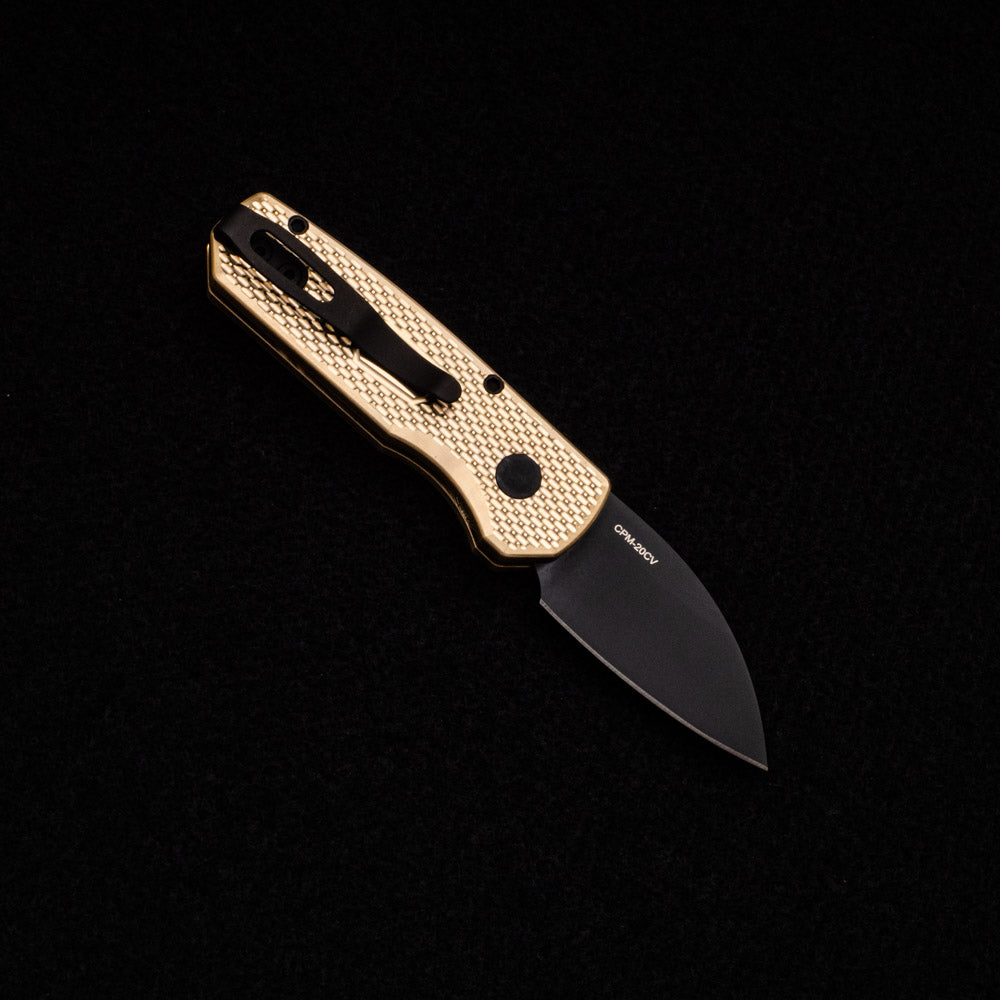 Pro-Tech Knives Runt 5 Limited - Textured Bronze AL Handle – Black DLC Wharncliffe 20CV Blade