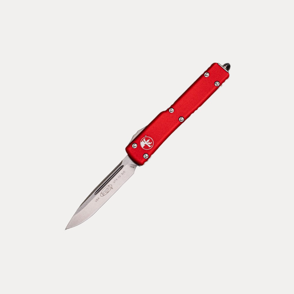 MICROTECH UTX-70 – S-E RED STONEWASH STANDARD – M390 BLADE – 148-10 RD