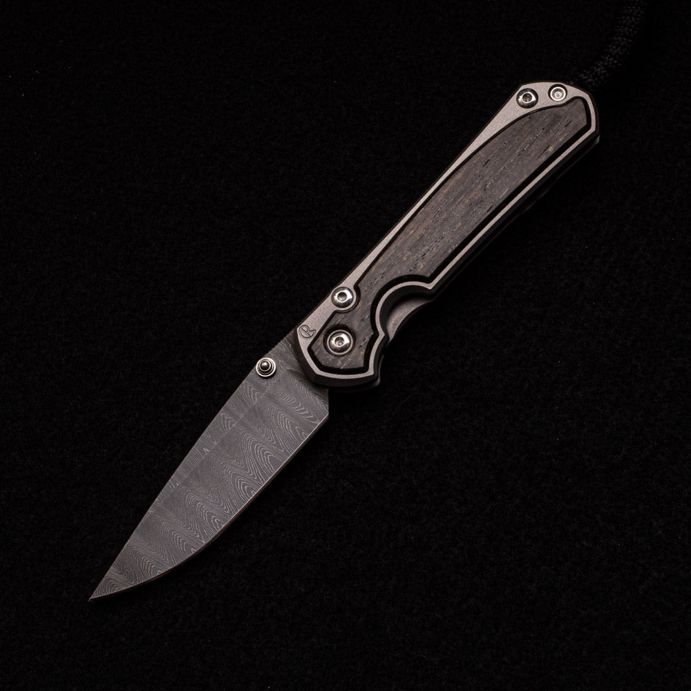 CHRIS REEVE SMALL SEBENZA 31 BOG OAK INLAY – LADDER BLADE – SILVER DOUBLE THUMB LUGS