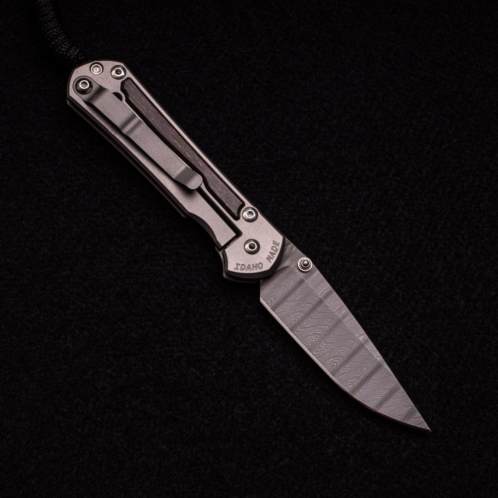 CHRIS REEVE SMALL SEBENZA 31 BOG OAK INLAY – LADDER BLADE – SILVER DOUBLE THUMB LUGS