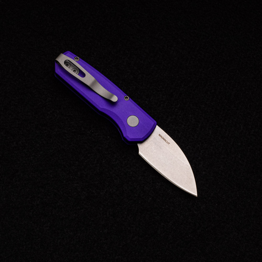 Pro-Tech Knives Runt 5 – Purple Aluminum Handle – Stonewash Magnacut Wharncliffe Blade – R5301-Purple